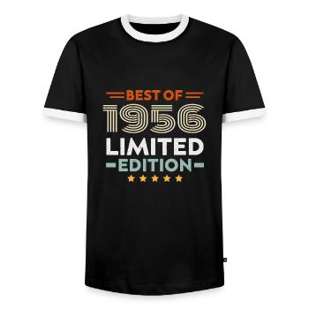Retro 1956 Vintage Gift 68th Birthday 68 Years - Men's Ringer Shirt - black/white - Front - AI Model Female 172 light (172cm) & AI Model Male 178 light (178cm)