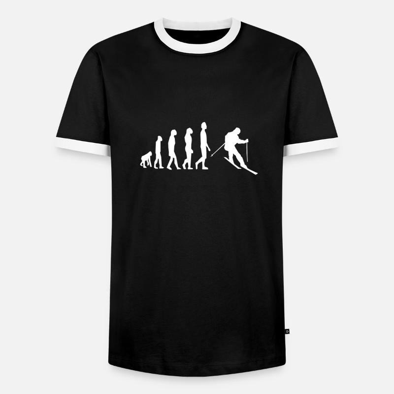 Ski Evolution Skiing Wintesport - Männer Kontrast-T-Shirt - Schwarz/Weiß