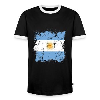 Argentine Drapeau Amérique du Sud Drapeau argentin - T-shirt contrasté Homme - noir/blanc - Devant - AI Model Female 172 light (172cm) & AI Model Male 178 light (178cm)
