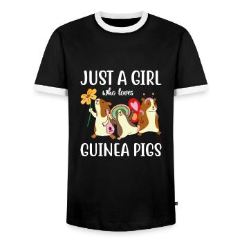 Just A Girl Who Loves Guinea Pigs - Men's Ringer Shirt - black/white - Front - AI Model Female 172 light (172cm) & AI Model Male 178 light (178cm)