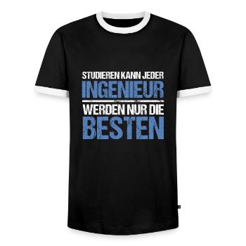 Anyone can study - Engineer Edition - Men's Ringer Shirt - black/white - Front - AI Model Female 172 light (172cm) & AI Model Male 178 light (178cm)