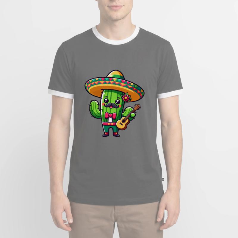 Cinco de Mayo Cactus Mariachi Guitariste T-shirt contrasté Homme
