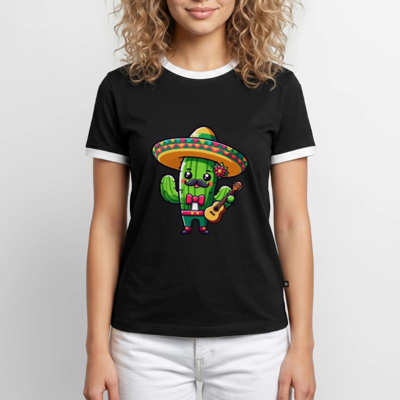 Cinco de Mayo Cactus Mariachi Guitariste T-shirt contrasté Homme