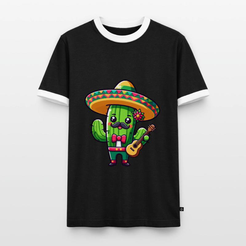 Cinco de Mayo Cactus Mariachi Guitariste T-shirt contrasté Homme