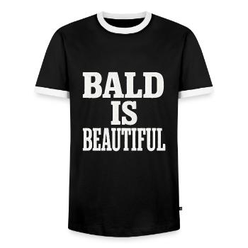 Men's Bald Gift Idea Bald Is Beautiful - Men's Ringer Shirt - black/white - Front - AI Model Female 172 light (172cm) & AI Model Male 178 light (178cm)