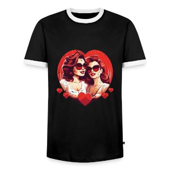 Valentinstag-Outfit für Sie und Sie in Liebe - Männer Kontrast-T-Shirt - Schwarz/Weiß - Vorne - AI Model Female 172 light (172cm) & AI Model Male 178 light (178cm)