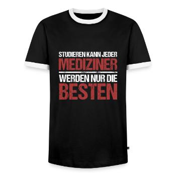 Studieren kann jeder; Mediziner sind die Besten - Männer Kontrast-T-Shirt - Schwarz/Weiß - Vorne - AI Model Female 172 light (172cm) & AI Model Male 178 light (178cm)