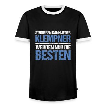 Studieren kann jeder - Klempner Edition - Männer Kontrast-T-Shirt - Schwarz/Weiß - Vorne - AI Model Female 172 light (172cm) & AI Model Male 178 light (178cm)