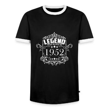 Une légende est née en 1952 - T-shirt contrasté Homme - noir/blanc - Devant - AI Model Female 172 light (172cm) & AI Model Male 178 light (178cm)