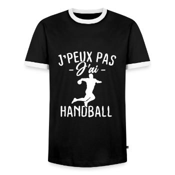 Je peux pas j'ai Handball - T-shirt contrasté Homme - noir/blanc - Devant - AI Model Female 172 light (172cm) & AI Model Male 178 light (178cm)