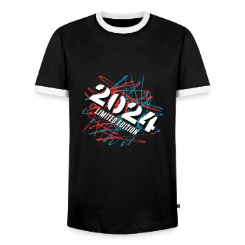Édition limitée 2024 - T-shirt contrasté Homme - noir/blanc - Devant - AI Model Female 172 light (172cm) & AI Model Male 178 light (178cm)