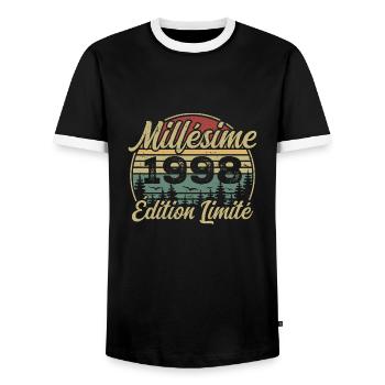 Millésime 1998 - Cadeau Pour le 26e Anniversaire - T-shirt contrasté Homme - noir/blanc - Devant - AI Model Female 172 light (172cm) & AI Model Male 178 light (178cm)