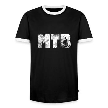 MTB Mountain Bike - Men's Ringer Shirt - black/white - Front - AI Model Female 172 light (172cm) & AI Model Male 178 light (178cm)