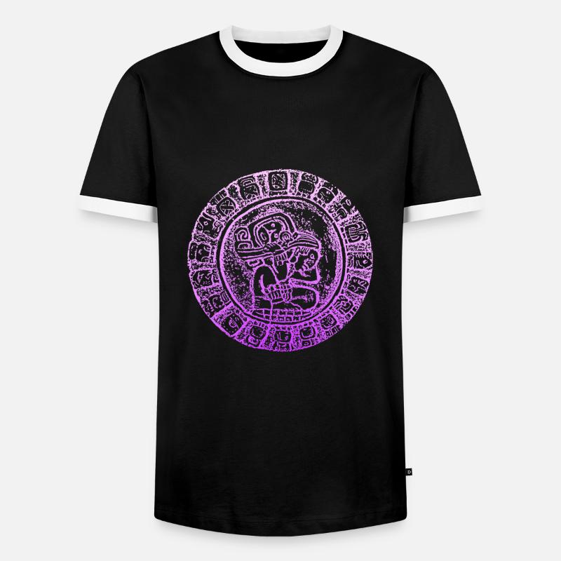INKA Pyramide Maya Hieroglyphen - Männer Kontrast-T-Shirt - Schwarz/Weiß