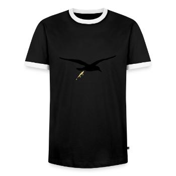 moewenschiss_zweifarbig - Men's Ringer Shirt - black/white - Front - AI Model Female 172 light (172cm) & AI Model Male 178 light (178cm)