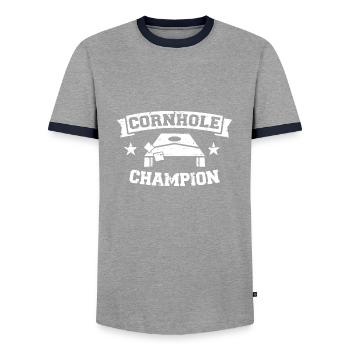 Cornhole - Männer Kontrast-T-Shirt - Grau/Navy  - Vorne - AI Model Female 172 light (172cm) & AI Model Male 178 light (178cm)