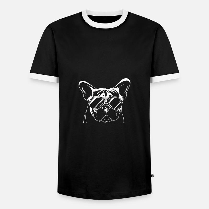 Cooler Hund mit Sonnenbrille - Männer Kontrast-T-Shirt - Schwarz/Weiß