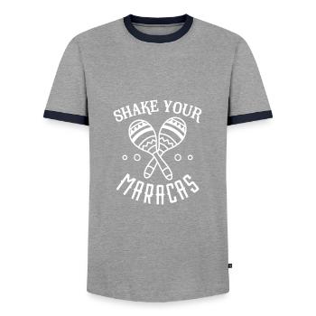 Shake Your Maracas - Men's Ringer Shirt - grey/navy  - Front - AI Model Female 172 light (172cm) & AI Model Male 178 light (178cm)