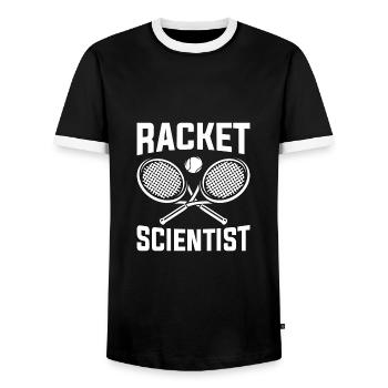 Racket Scientist - Men's Ringer Shirt - black/white - Front - AI Model Female 172 light (172cm) & AI Model Male 178 light (178cm)