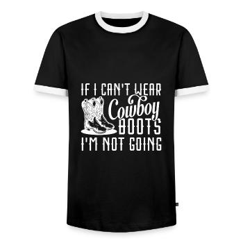 Wenn ich keine Cowboystiefel tragen kann, gehe ich nicht - Männer Kontrast-T-Shirt - Schwarz/Weiß - Vorne - AI Model Female 172 light (172cm) & AI Model Male 178 light (178cm)