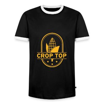 Crop-Top - Männer Kontrast-T-Shirt - Schwarz/Weiß - Vorne - AI Model Female 172 light (172cm) & AI Model Male 178 light (178cm)