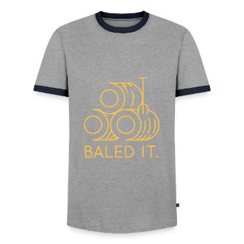 Baled It - Men's Ringer Shirt - grey/navy  - Front - AI Model Female 172 light (172cm) & AI Model Male 178 light (178cm)