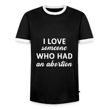 Ich liebe jemanden, der eine Abtreibung hatte - Männer Kontrast-T-Shirt - Schwarz/Weiß - Vorne - AI Model Female 172 light (172cm) & AI Model Male 178 light (178cm)