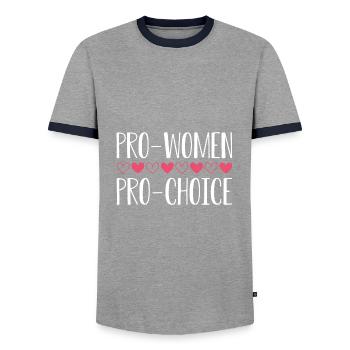 Pro Femmes Pro Choix - T-shirt contrasté Homme - gris/marine  - Devant - AI Model Female 172 light (172cm) & AI Model Male 178 light (178cm)