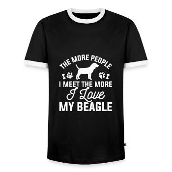 Ich liebe meinen Beagle - Männer Kontrast-T-Shirt - Schwarz/Weiß - Vorne - AI Model Female 172 light (172cm) & AI Model Male 178 light (178cm)
