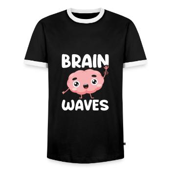Ondes cérébrales - T-shirt contrasté Homme - noir/blanc - Devant - AI Model Female 172 light (172cm) & AI Model Male 178 light (178cm)