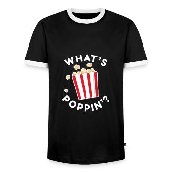 Qu’est-ce que Poppin' - T-shirt contrasté Homme - noir/blanc - Devant - AI Model Female 172 light (172cm) & AI Model Male 178 light (178cm)