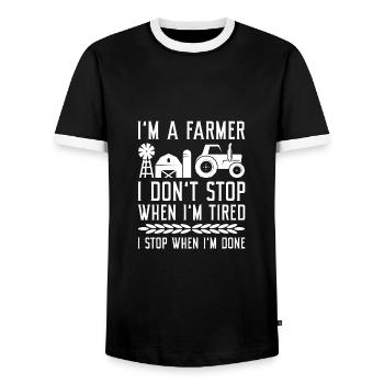 I’m A Farmer - Men's Ringer Shirt - black/white - Front - AI Model Female 172 light (172cm) & AI Model Male 178 light (178cm)
