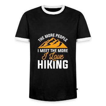 I Love Hiking - Men's Ringer Shirt - black/white - Front - AI Model Female 172 light (172cm) & AI Model Male 178 light (178cm)