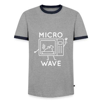 Micro Wave - Men's Ringer Shirt - grey/navy  - Front - AI Model Female 172 light (172cm) & AI Model Male 178 light (178cm)