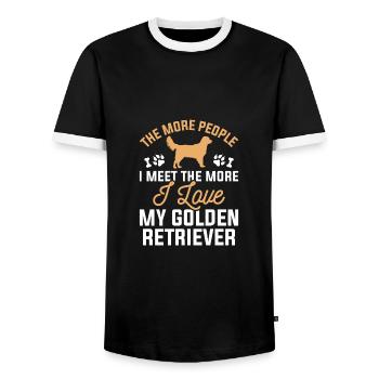 I Love My Golden Retriever - Men's Ringer Shirt - black/white - Front - AI Model Female 172 light (172cm) & AI Model Male 178 light (178cm)