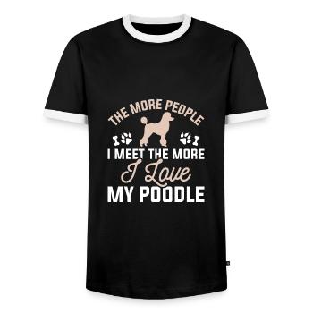 Ich liebe meinen Pudel - Männer Kontrast-T-Shirt - Schwarz/Weiß - Vorne - AI Model Female 172 light (172cm) & AI Model Male 178 light (178cm)