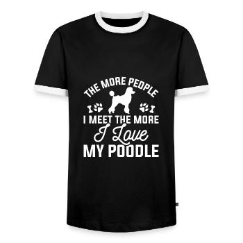 Ich liebe meinen Pudel - Männer Kontrast-T-Shirt - Schwarz/Weiß - Vorne - AI Model Female 172 light (172cm) & AI Model Male 178 light (178cm)