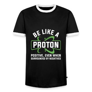Soyez comme un proton - T-shirt contrasté Homme - noir/blanc - Devant - AI Model Female 172 light (172cm) & AI Model Male 178 light (178cm)