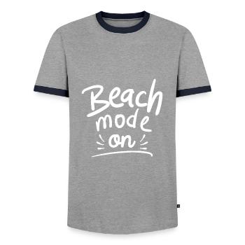 Mode Plage activé - T-shirt contrasté Homme - gris/marine  - Devant - AI Model Female 172 light (172cm) & AI Model Male 178 light (178cm)