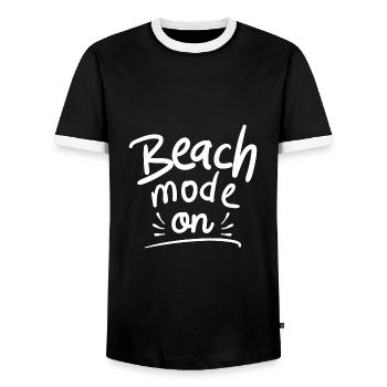 Beach Mode On - Men's Ringer Shirt - black/white - Front - AI Model Female 172 light (172cm) & AI Model Male 178 light (178cm)