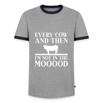 Every Cow And Then I’m Not In The Mooood - Men's Ringer Shirt - grey/navy  - Front - AI Model Female 172 light (172cm) & AI Model Male 178 light (178cm)