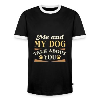 Ich und mein Hund sprechen über dich - Männer Kontrast-T-Shirt - Schwarz/Weiß - Vorne - AI Model Female 172 light (172cm) & AI Model Male 178 light (178cm)
