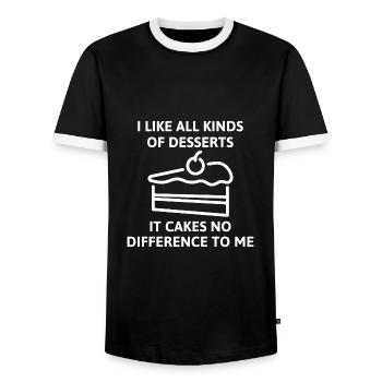Es Kuchen keinen Unterschied für mich - Männer Kontrast-T-Shirt - Schwarz/Weiß - Vorne - AI Model Female 172 light (172cm) & AI Model Male 178 light (178cm)