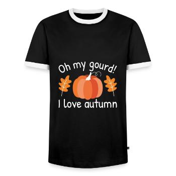 Oh ma gourde j’adore l’automne - T-shirt contrasté Homme - noir/blanc - Devant - AI Model Female 172 light (172cm) & AI Model Male 178 light (178cm)