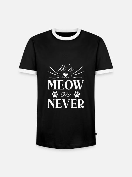 Es ist Miau oder nie - Männer Kontrast-T-Shirt - Schwarz/Weiß