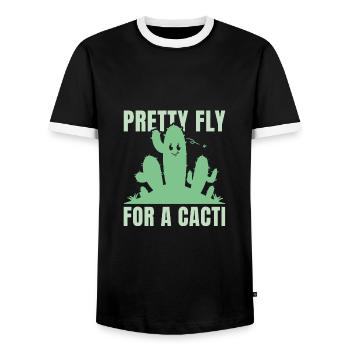 Pretty Fly For A Cacti - Men's Ringer Shirt - black/white - Front - AI Model Female 172 light (172cm) & AI Model Male 178 light (178cm)