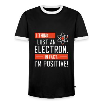 Je pense que j’ai perdu un électron en fait je suis positif - T-shirt contrasté Homme - noir/blanc - Devant - AI Model Female 172 light (172cm) & AI Model Male 178 light (178cm)