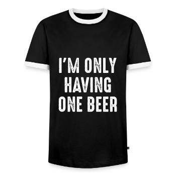 I’m Only Having One Beer - Men's Ringer Shirt - black/white - Front - AI Model Female 172 light (172cm) & AI Model Male 178 light (178cm)