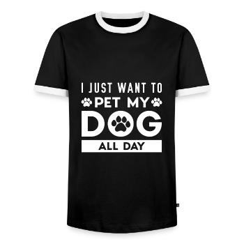 I Just Want To Pet My Dog All Day - Men's Ringer Shirt - black/white - Front - AI Model Female 172 light (172cm) & AI Model Male 178 light (178cm)