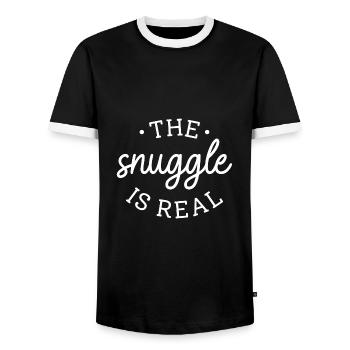Das Kuscheln ist echt - Männer Kontrast-T-Shirt - Schwarz/Weiß - Vorne - AI Model Female 172 light (172cm) & AI Model Male 178 light (178cm)